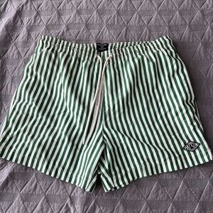 Pacsun Green Stripe 5” Swimsuit